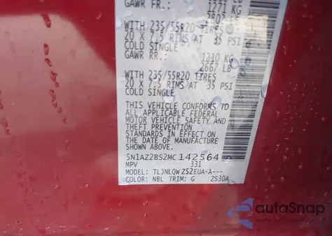 2021 Nissan Murano Sv Intelligent Awd z USA, uszkodzony, nr VIN 5N1AZ2BS2MC142564